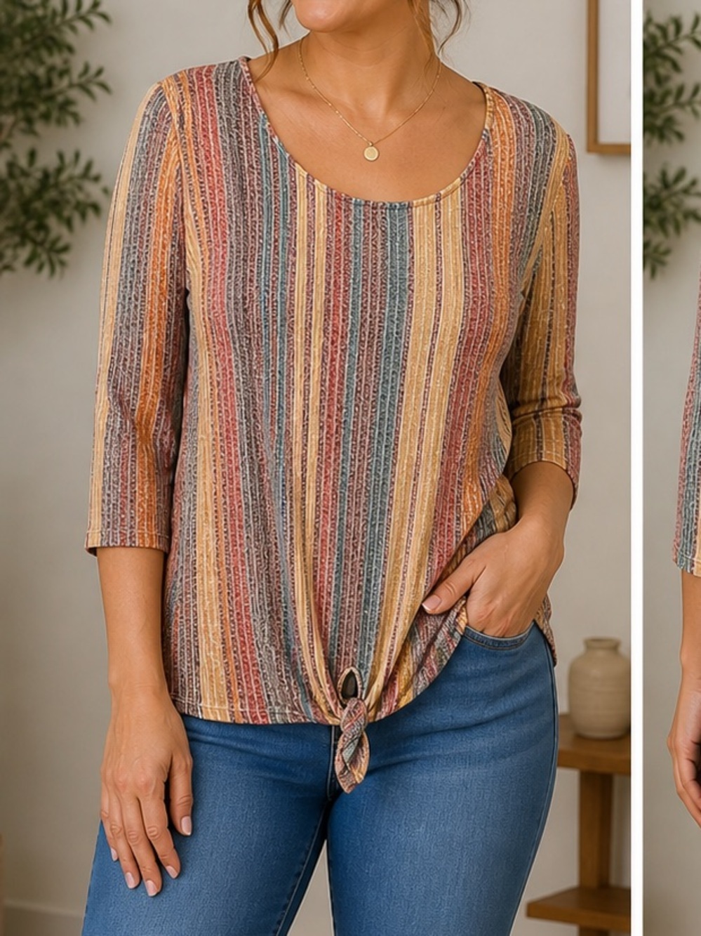 Striped Multicolor Women's Top LARGE